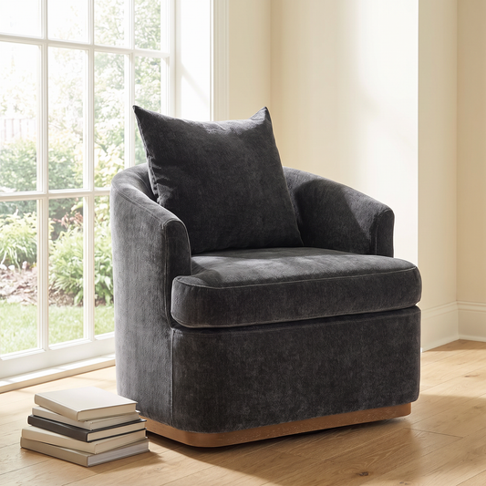 Ridley chair in a bright reading corner beside a window