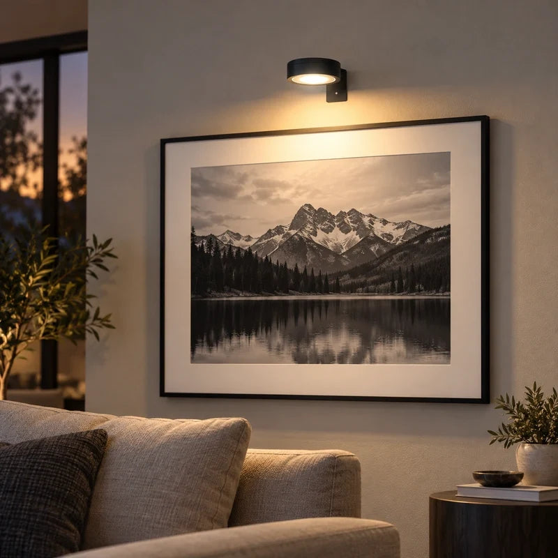 Orla cordless round art spotlight in black
