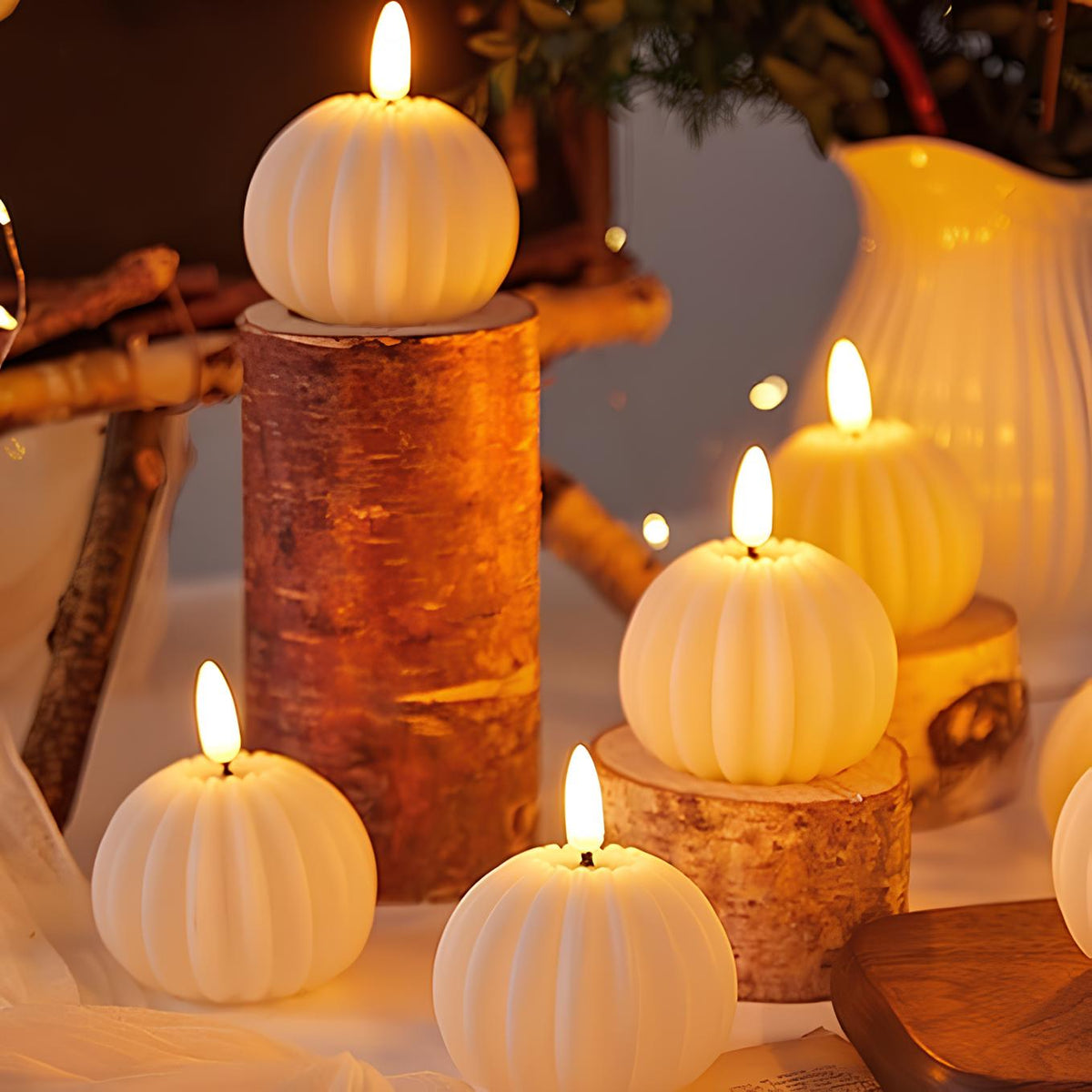Wynn flameless LED pumpkin candles, set of 12