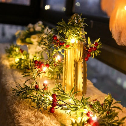 Laurel botanical LED garland in winterberry