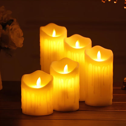 Wynn flameless LED pillar candles, melted edge style set of 5