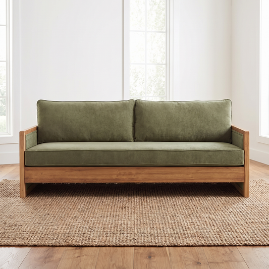 Marlowe sofa seen straight on in a bright room