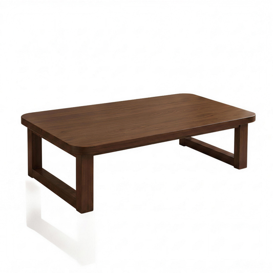 Aveline walnut coffee table on a white background