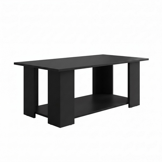 Halden black two tier coffee table on a white background