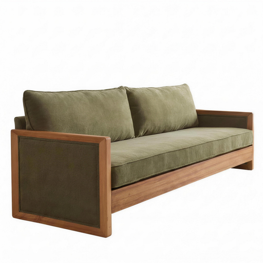 Marlowe green chenille sofa on a white background