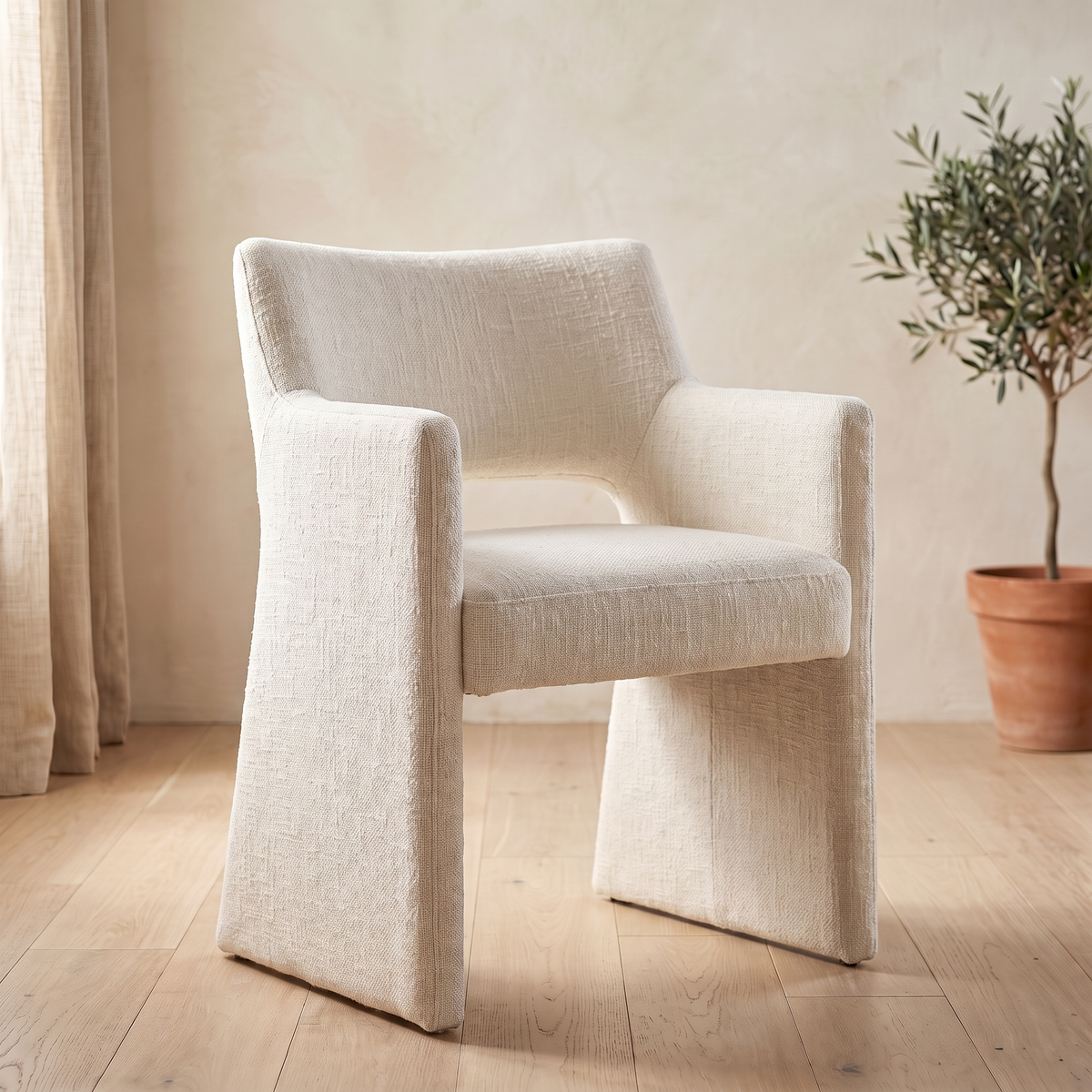 Odessi Dining Chair in off white fabric