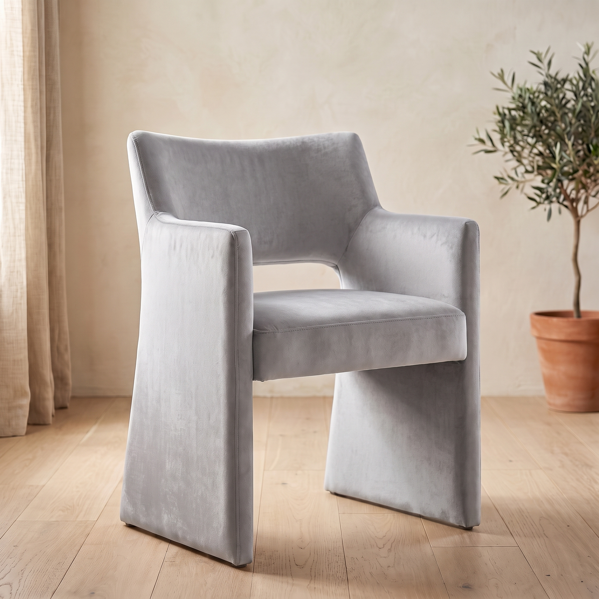 Odessi Dining Chair in silver velvet