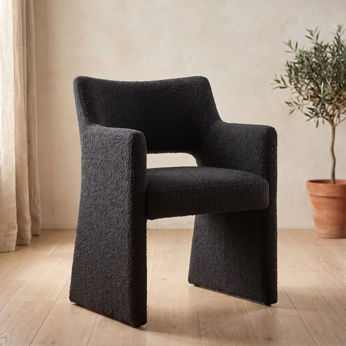 Odessi Dining Chair in black boucle