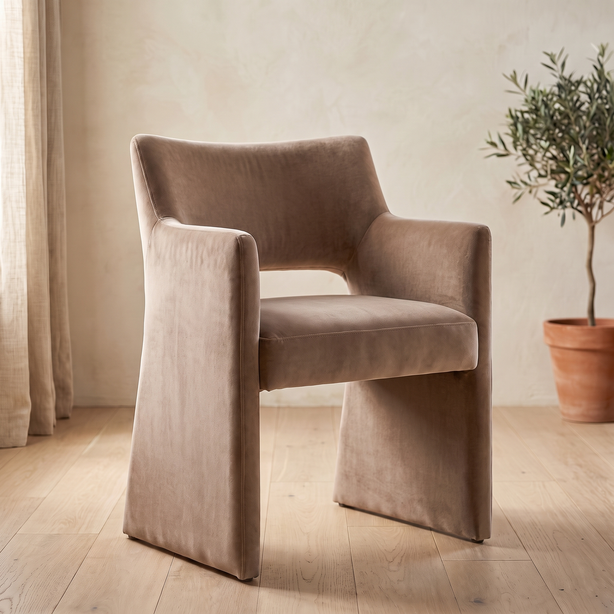 Odessi Dining Chair in mink velvet