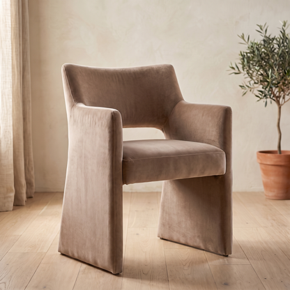 Odessi Dining Chair in mink velvet