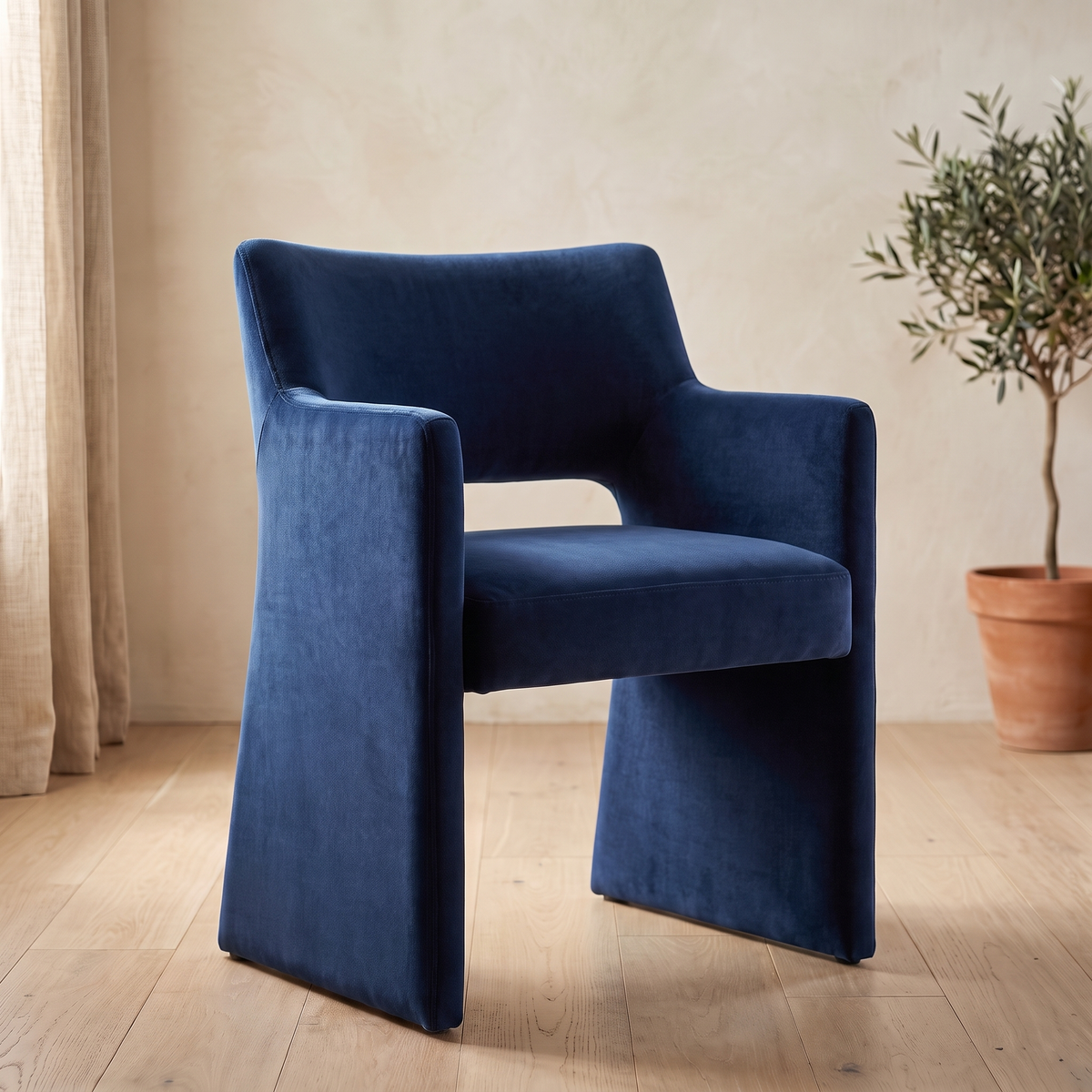 Odessi Dining Chair in midnight blue velvet