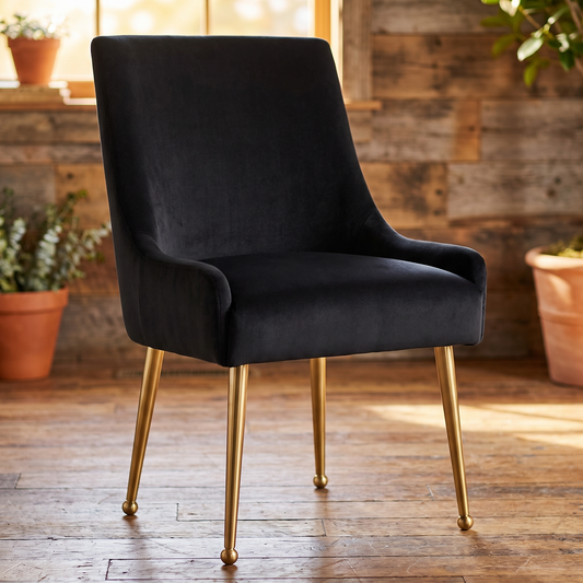 Caviar Dining Chair with Brushed Gold Legs