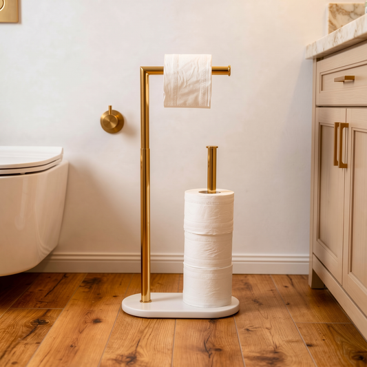 Melrose Toilet Roll Holder White and Gold