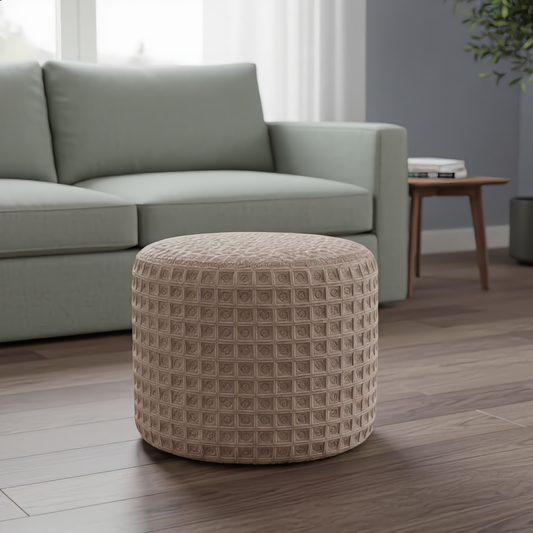 Wilson Beige Waffle Pouffe