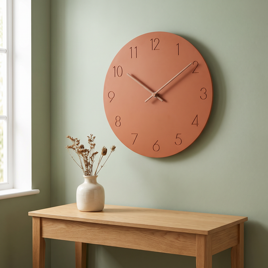 Nils Minimalist Silent Wall Clock in Orange