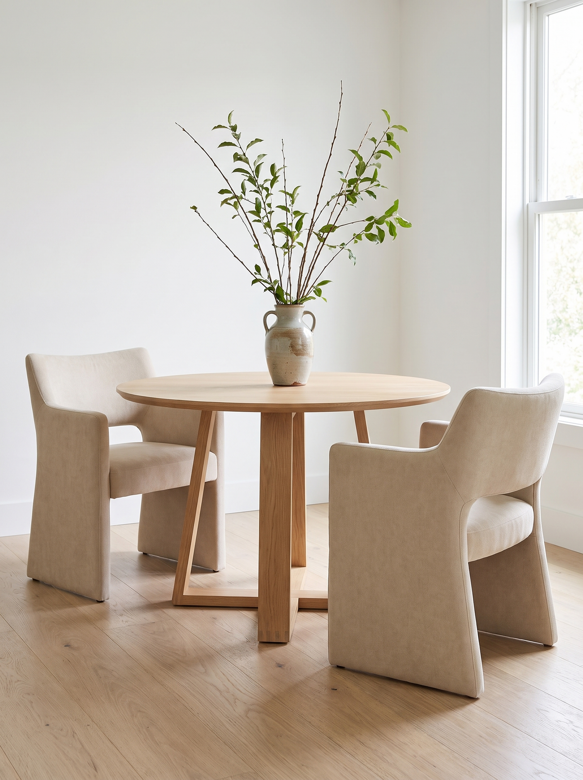 Odessi Dining Chairs at a round wooden table